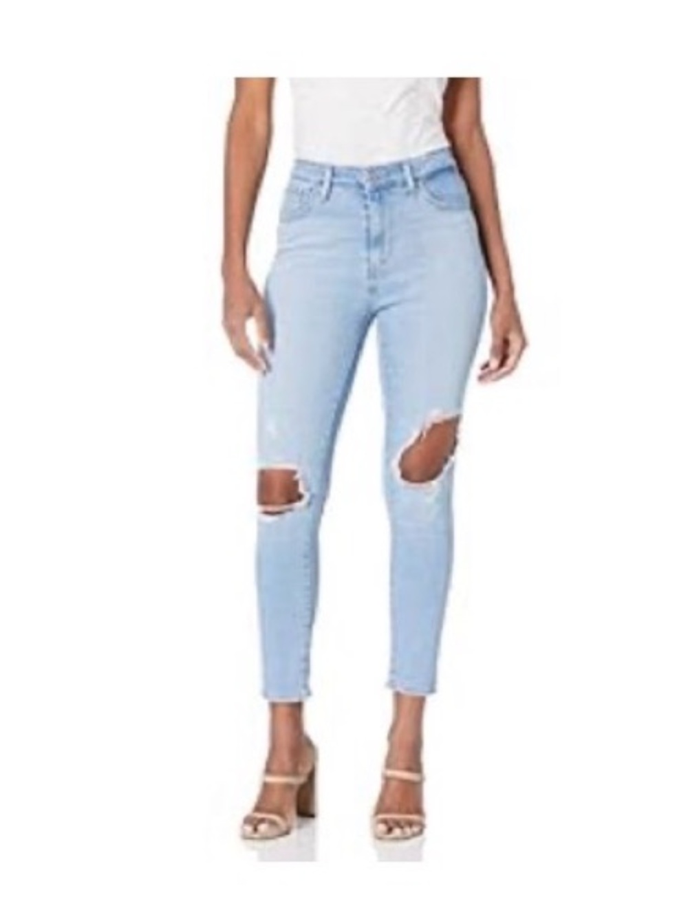 Levi's Light Blue High-Rise Distressed Ankle Jeans
